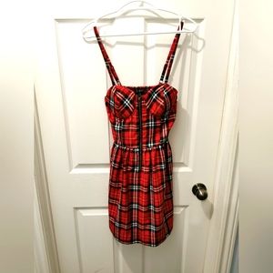 Hot Top Front Zip Red Plaid Dress